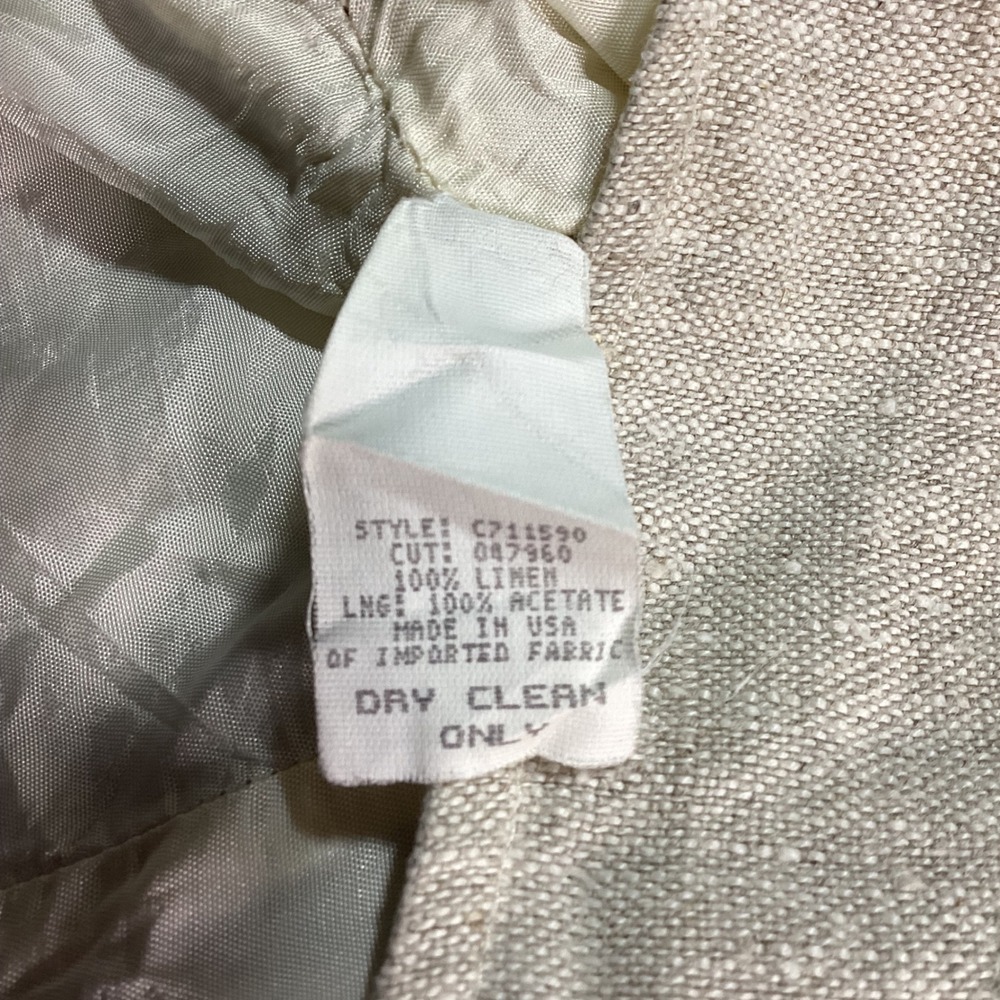 Canvasbacks Vintage 100% Linen Paneled Midi Skirt Beige Oatmeal Made in USA 10 - Picture 6 of 10
